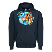 Navy gumball and darwin Zipper Hoodie - linhVisuals