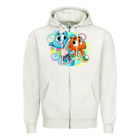 Oatmeal Heather gumball and darwin Zipper Hoodie - linhVisuals