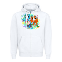 White gumball and darwin Zipper Hoodie - linhVisuals