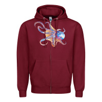 Burgundy octopus t  shirtoctopus t  shirt Zipper Hoodie - linhVisuals