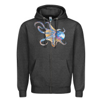 Charcoal Heather octopus t  shirtoctopus t  shirt Zipper Hoodie - linhVisuals