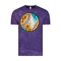 Cloud Purple baseball with sunflower round earrings Vintage Tee - BundleAndBundleShop
