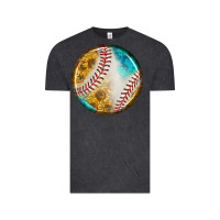 Vintage Black baseball with sunflower round earrings Vintage Tee - BundleAndBundleShop