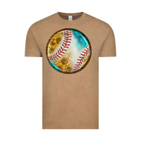 Vintage Coffee baseball with sunflower round earrings Vintage Tee - BundleAndBundleShop