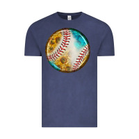 Vintage Denim baseball with sunflower round earrings Vintage Tee - BundleAndBundleShop