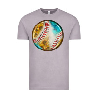 Vintage Zinc baseball with sunflower round earrings Vintage Tee - BundleAndBundleShop