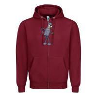 Burgundy futurama bender Zipper Hoodie - linhVisuals
