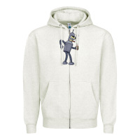 Oatmeal Heather futurama bender Zipper Hoodie - linhVisuals