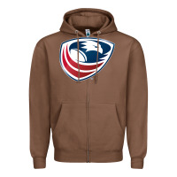 Chestnut usa rugby Zipper Hoodie - linhVisuals