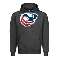 Charcoal Heather usa rugby Zipper Hoodie - linhVisuals