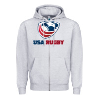 Heather Grey usa rugby Zipper Hoodie - linhVisuals