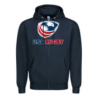 Navy usa rugby Zipper Hoodie - linhVisuals