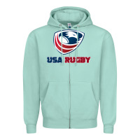 Seafoam usa rugby Zipper Hoodie - linhVisuals