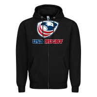 Black usa rugby Zipper Hoodie - linhVisuals