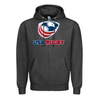 Charcoal Heather usa rugby Zipper Hoodie - linhVisuals