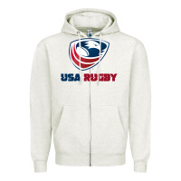 Oatmeal Heather usa rugby Zipper Hoodie - linhVisuals