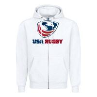 White usa rugby Zipper Hoodie - linhVisuals