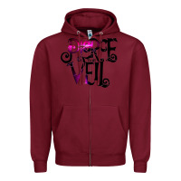 Burgundy pierce the veil twhite Zipper Hoodie - linhVisuals