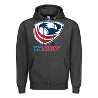 Charcoal Heather usa rugby Zipper Hoodie - linhVisuals