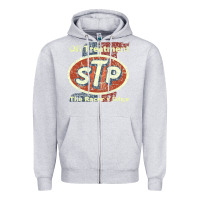 Heather Grey stp    nostalgia drag racing Zipper Hoodie - linhVisuals