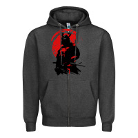 Charcoal Heather samurai warrior Zipper Hoodie - linhVisuals