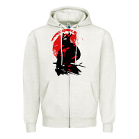 Oatmeal Heather samurai warrior Zipper Hoodie - linhVisuals