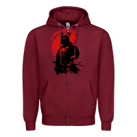 Burgundy samurai warrior Zipper Hoodie - linhVisuals