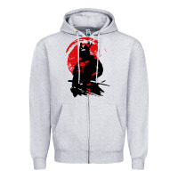 Heather Grey samurai warrior Zipper Hoodie - linhVisuals