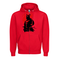 Red samurai warrior Zipper Hoodie - linhVisuals
