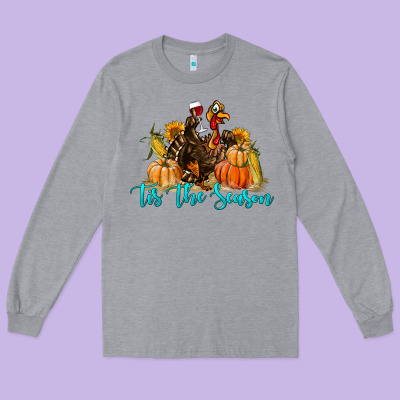 Western Fall Turkey Tis The Season Long Sleeve Tee Designed By Lillyallendesigns
