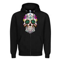 Black sugar skull Zipper Hoodie - linhVisuals