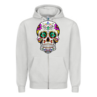 Dove Grey sugar skull Zipper Hoodie - linhVisuals