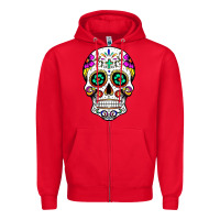 Red sugar skull Zipper Hoodie - linhVisuals
