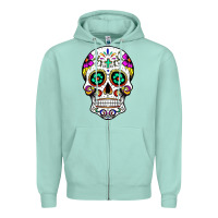 Seafoam sugar skull Zipper Hoodie - linhVisuals