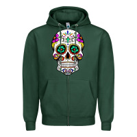 Sports Green sugar skull Zipper Hoodie - linhVisuals