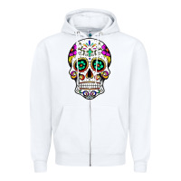 White sugar skull Zipper Hoodie - linhVisuals