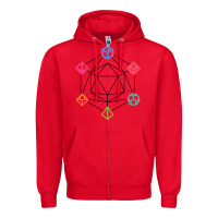 Red minimal dnd Zipper Hoodie - linhVisuals