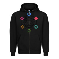 Black minimal dnd Zipper Hoodie - linhVisuals