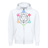 White minimal dnd Zipper Hoodie - linhVisuals