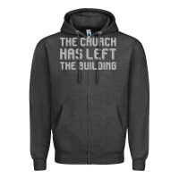 Charcoal Heather the church has left the building Zipper Hoodie - linhVisuals