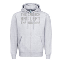 Heather Grey the church has left the building Zipper Hoodie - linhVisuals