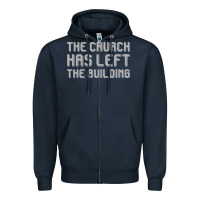 Navy the church has left the building Zipper Hoodie - linhVisuals
