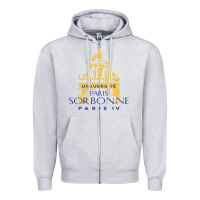 Heather Grey universite paris la sorbonne Zipper Hoodie - linhVisuals