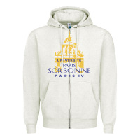 Oatmeal Heather universite paris la sorbonne Zipper Hoodie - linhVisuals