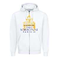 White universite paris la sorbonne Zipper Hoodie - linhVisuals