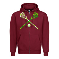 Burgundy funny lacrosse st patricks day boys men shamrock ball t shirt Zipper Hoodie - linhVisuals