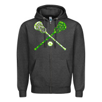 Charcoal Heather funny lacrosse st patricks day boys men shamrock ball t shirt Zipper Hoodie - linhVisuals