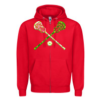 Red funny lacrosse st patricks day boys men shamrock ball t shirt Zipper Hoodie - linhVisuals