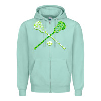 Seafoam funny lacrosse st patricks day boys men shamrock ball t shirt Zipper Hoodie - linhVisuals