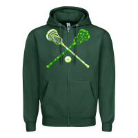 Sports Green funny lacrosse st patricks day boys men shamrock ball t shirt Zipper Hoodie - linhVisuals